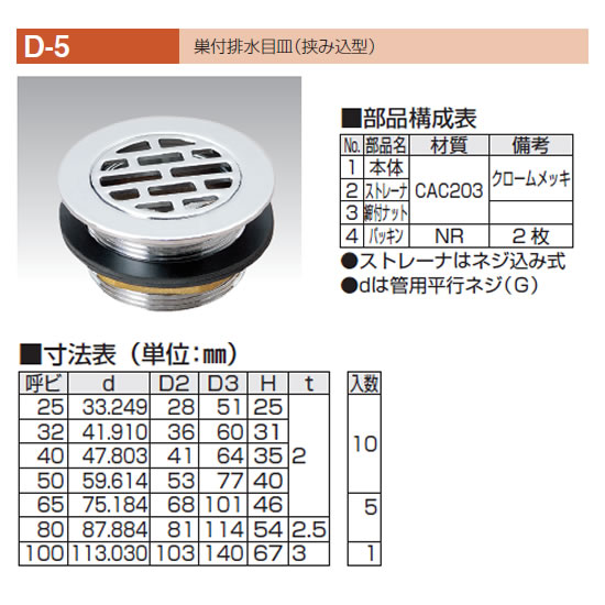 DIY・工具 アウス 排水目皿（内ネジ） 1個 D-3E 125 | motr.ca